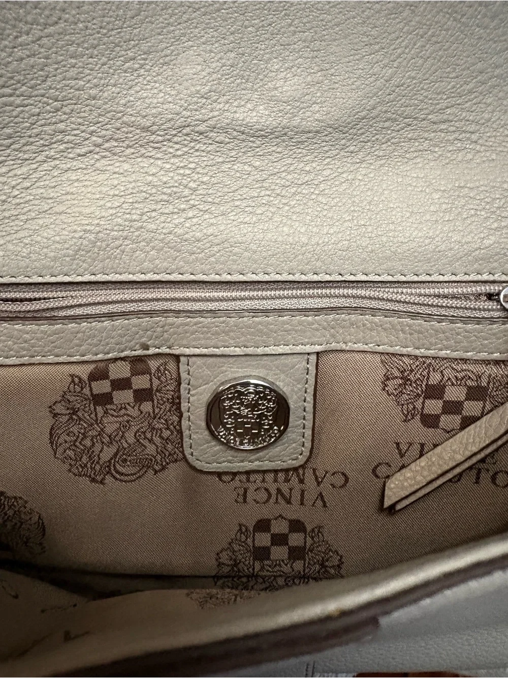 Gray Leather Clutch with Stud Accent